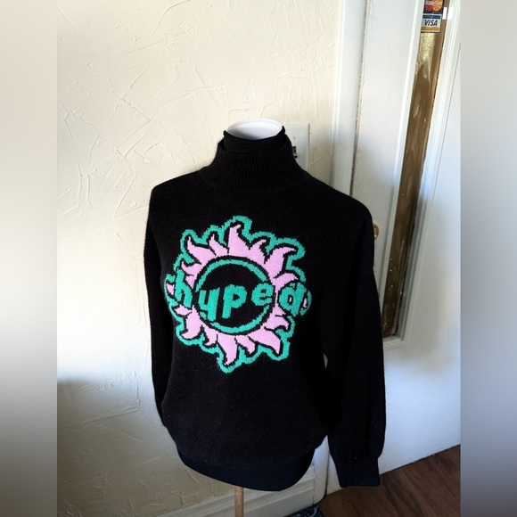 H&M Black Sweater with Green and Pink Graphic - Picture 2 of 6